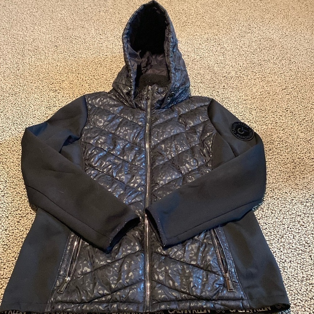 Calvin Klein Performance Black Hooded Jacket Size Large in EUC